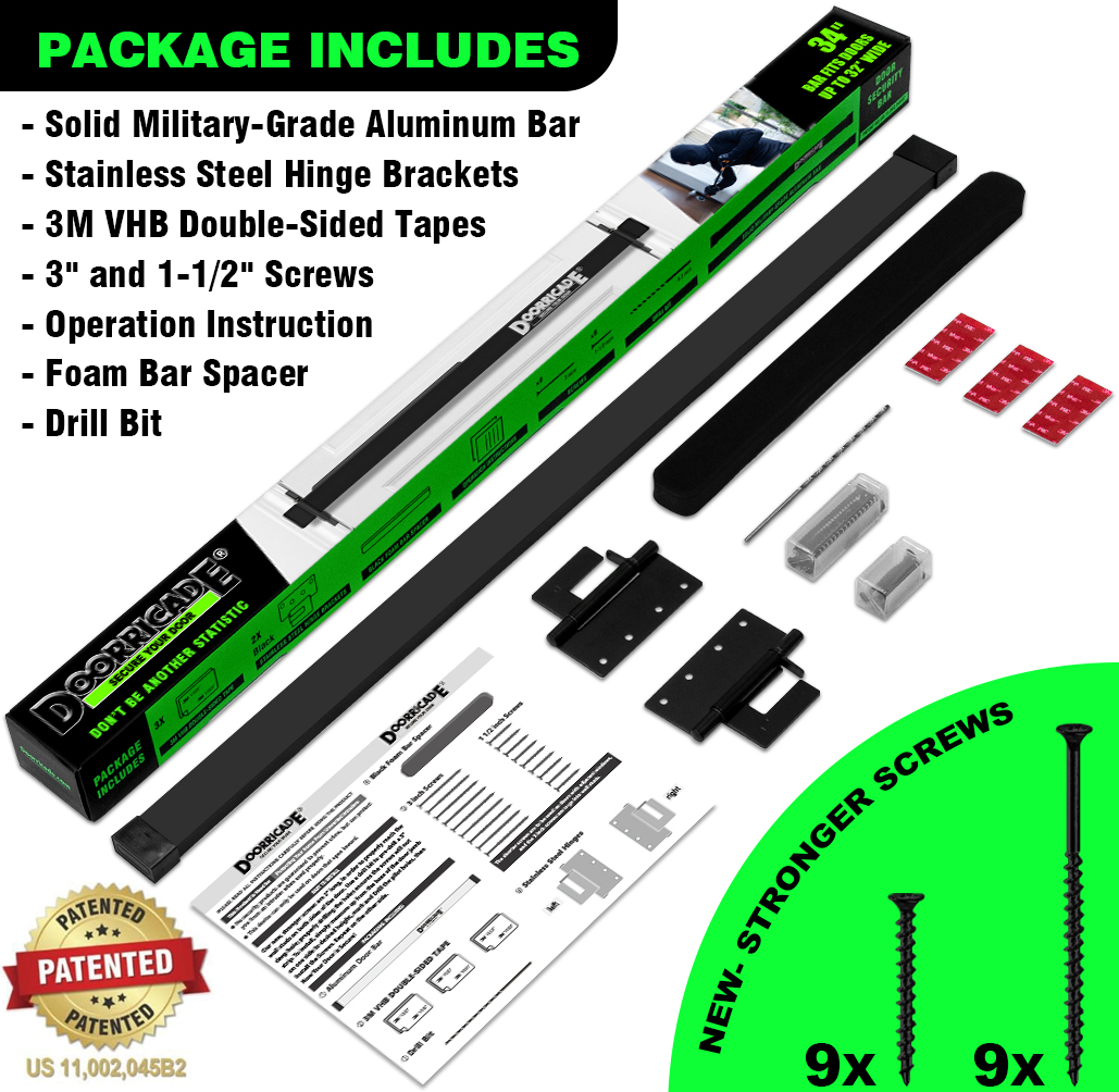 Doorricade 34" Door Security Bar in All Black - Image 3